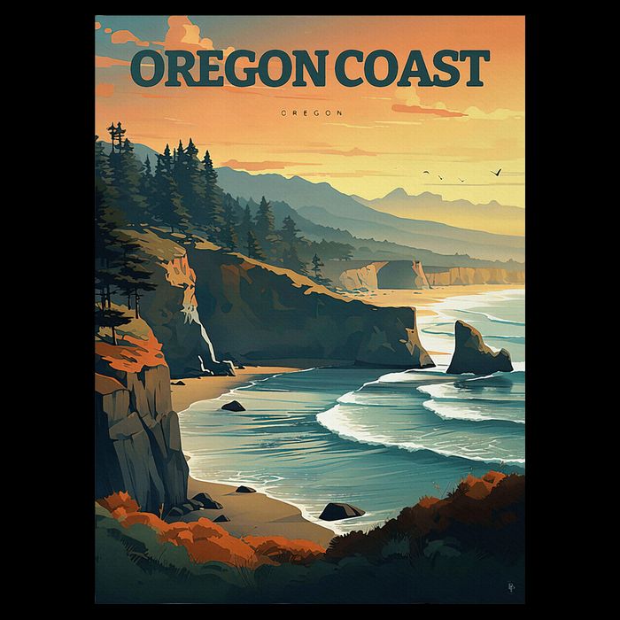 Oregon Coast Pacific Nw Vacation Souvenir Watercolor Design Tank Top
