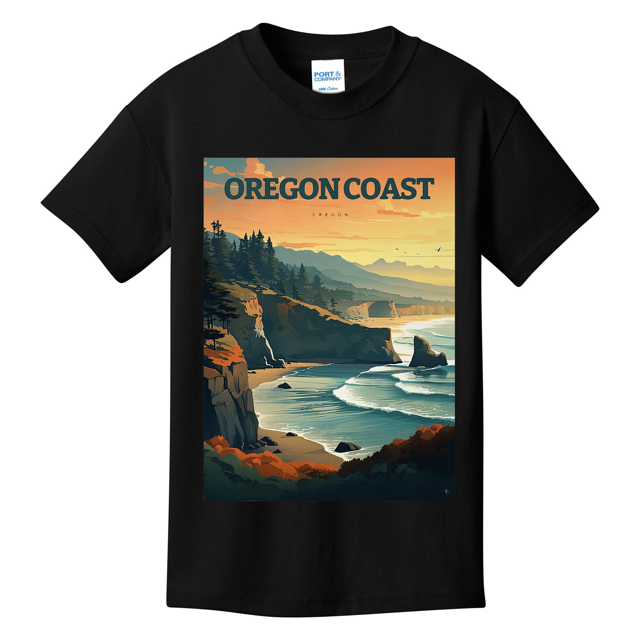 Oregon Coast Pacific Nw Vacation Souvenir Watercolor Design Kids T-Shirt