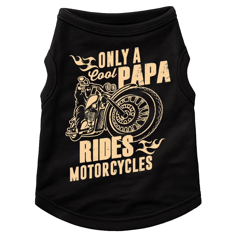 Only Cool Papa Rides Motorcycles Funny Fathers Day Doggie Tank