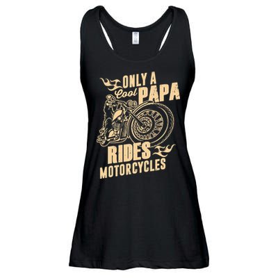 Only Cool Papa Rides Motorcycles Funny Fathers Day Ladies Essential Flowy Tank