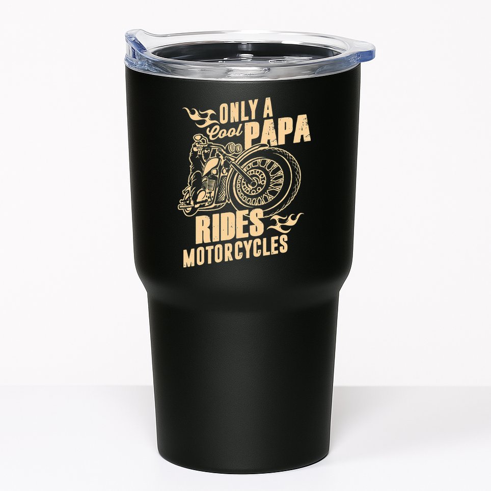 Only Cool Papa Rides Motorcycles Funny Fathers Day Tumbler