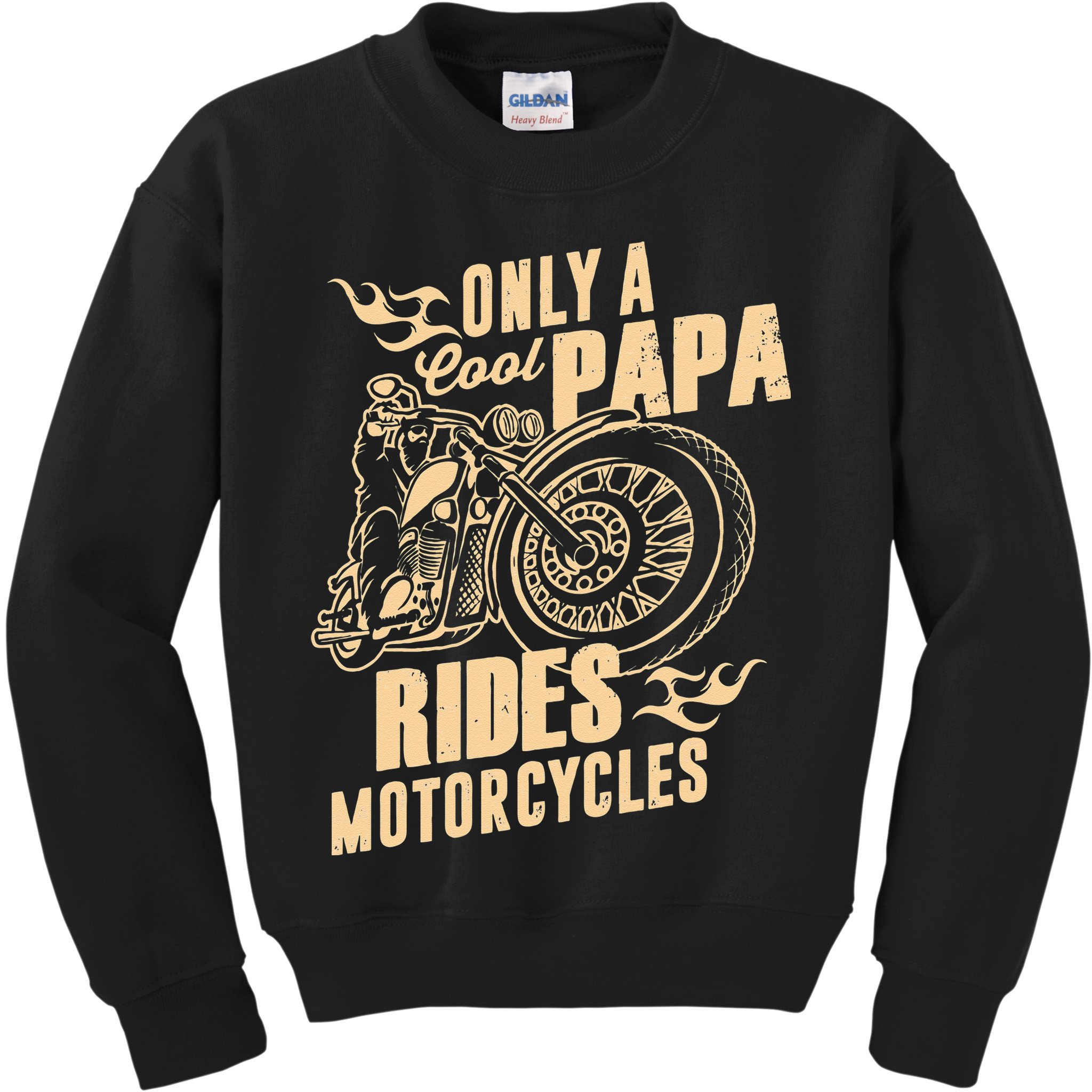 Only Cool Papa Rides Motorcycles Funny Fathers Day Kids Sweatshirt