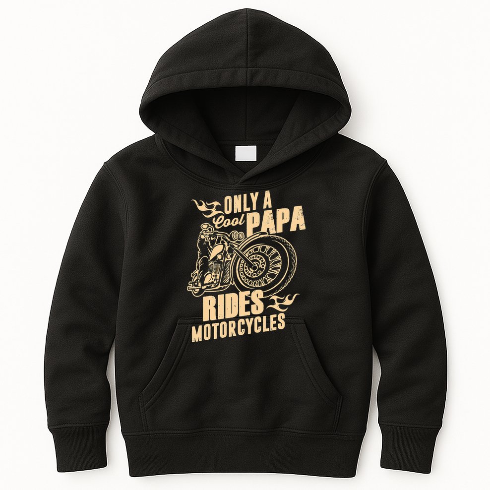 Only Cool Papa Rides Motorcycles Funny Fathers Day Kids Hoodie