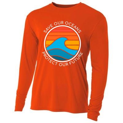 Ocean Conservation Quote Save Future Planet Water Earth Day Gift Cooling Performance Long Sleeve Crew