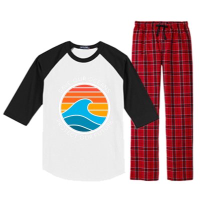 Ocean Conservation Quote Save Future Planet Water Earth Day Gift Raglan Sleeve Pajama Set