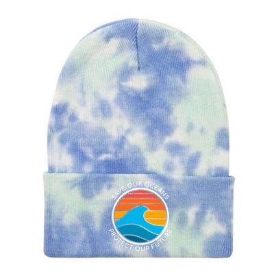 Ocean Conservation Quote Save Future Planet Water Earth Day Gift Tie Dye 12in Knit Beanie