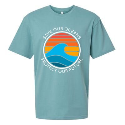 Ocean Conservation Quote Save Future Planet Water Earth Day Gift Sueded Cloud Jersey T-Shirt