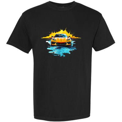 Orange C8 Racecar Splatter Art Garment-Dyed Heavyweight T-Shirt