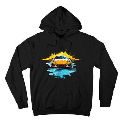 Orange C8 Racecar Splatter Art Hoodie