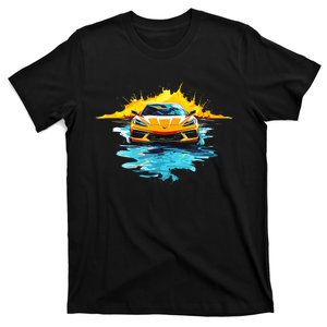 Orange C8 Racecar Splatter Art T-Shirt