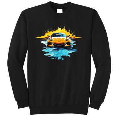 Orange C8 Racecar Splatter Art Tall Sweatshirt