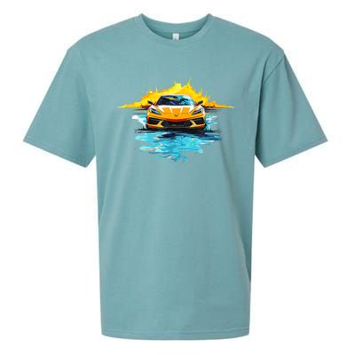 Orange C8 Racecar Splatter Art Sueded Cloud Jersey T-Shirt