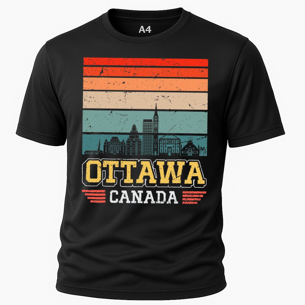 Ottawa Canada Retro Vintage Sunset Skyline Ottawa Cooling Performance Crew T-Shirt
