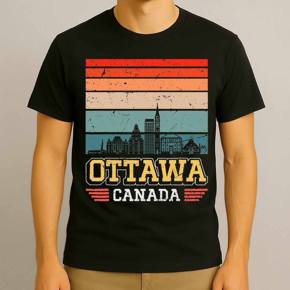 Ottawa Canada Retro Vintage Sunset Skyline Ottawa T-Shirt