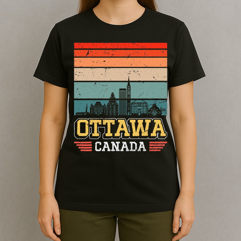 Ottawa Canada Retro Vintage Sunset Skyline Ottawa T-Shirt