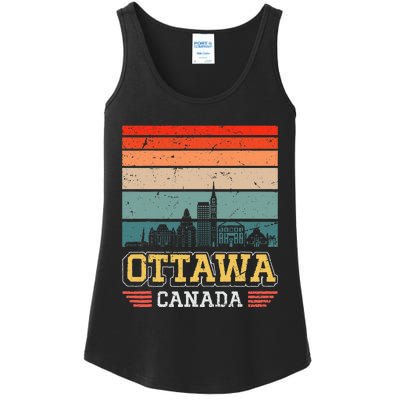 Ottawa Canada Retro Vintage Sunset Skyline Ottawa Ladies Essential Tank