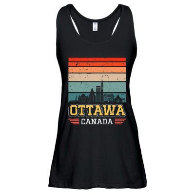 Ottawa Canada Retro Vintage Sunset Skyline Ottawa Ladies Essential Flowy Tank