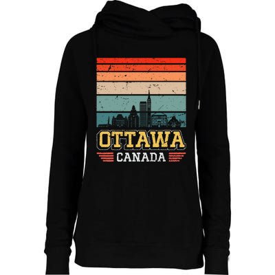 Ottawa Canada Retro Vintage Sunset Skyline Ottawa Womens Funnel Neck Pullover Hood