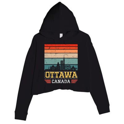 Ottawa Canada Retro Vintage Sunset Skyline Ottawa Crop Fleece Hoodie