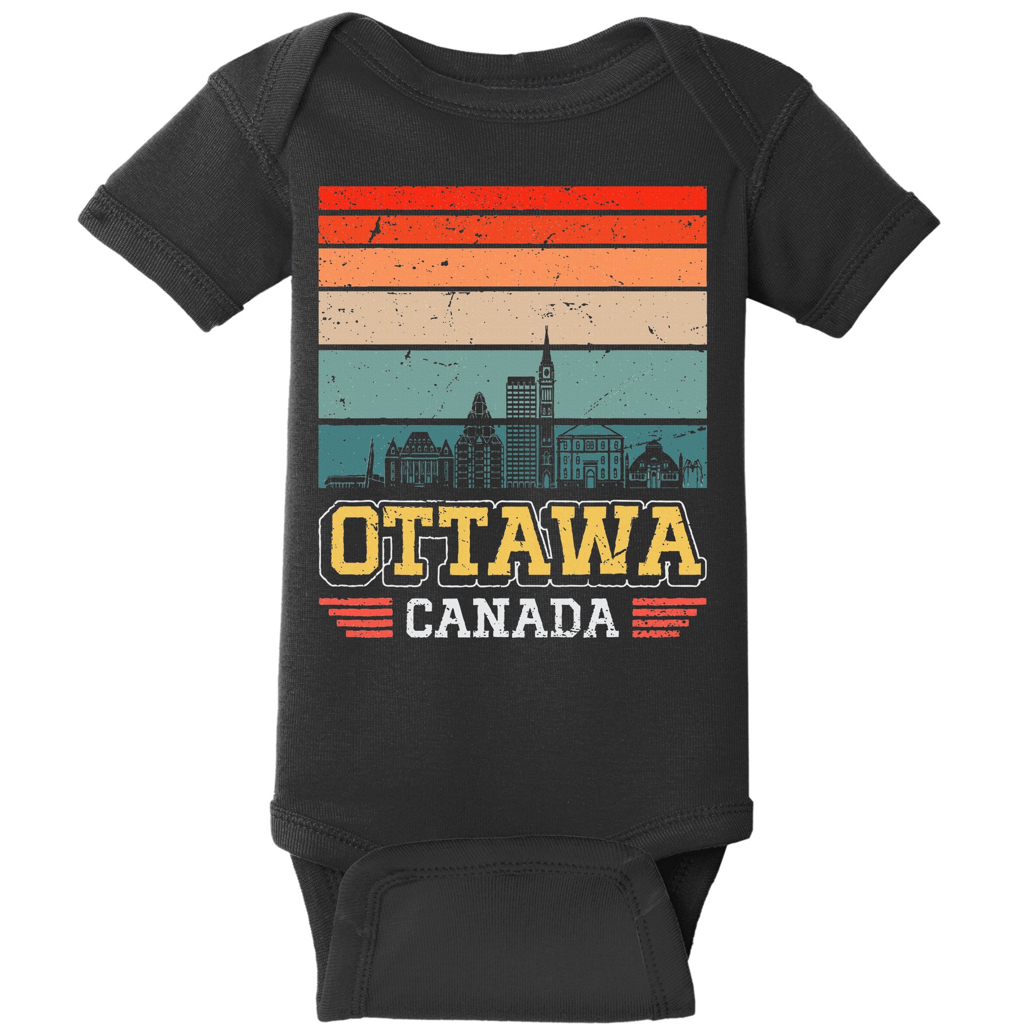 Ottawa Canada Retro Vintage Sunset Skyline Ottawa Baby Bodysuit