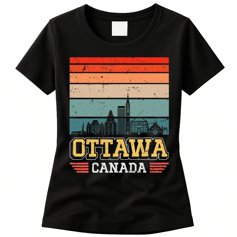 Ottawa Canada Retro Vintage Sunset Skyline Ottawa Womens T-Shirt