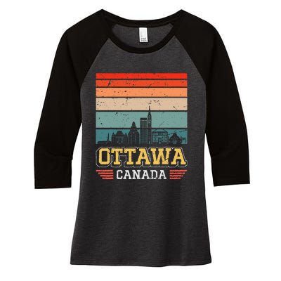 Ottawa Canada Retro Vintage Sunset Skyline Ottawa Women's Tri-Blend 3/4-Sleeve Raglan Shirt