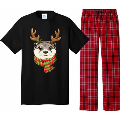 Otter Christmas Reindeer Antlers Xmas Boy Girl Pajama Set