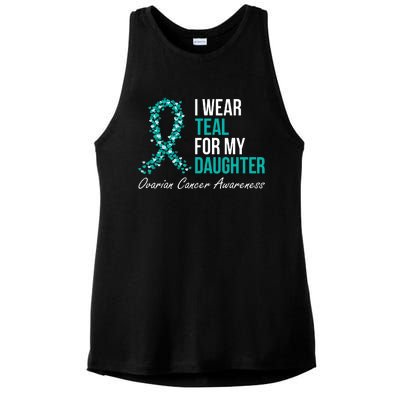 Ovarian Cancer Ribbon I Wear Teal For My Daughter Support Ladies PosiCharge Tri-Blend Wicking Tank