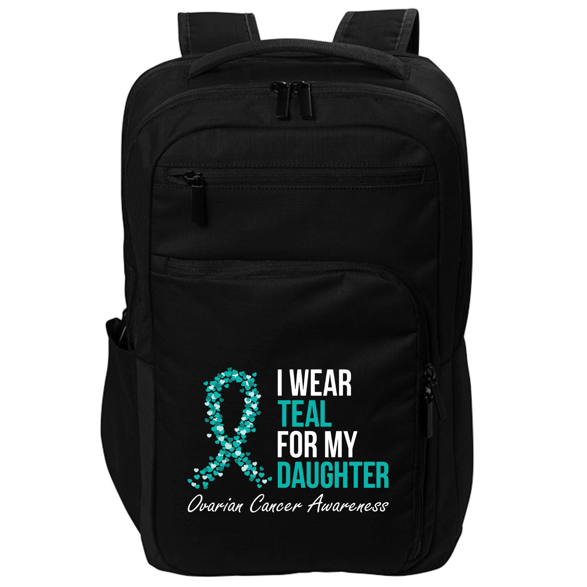 Ovarian Cancer Ribbon I Wear Teal For My Daughter Support Impact Tech Backpack