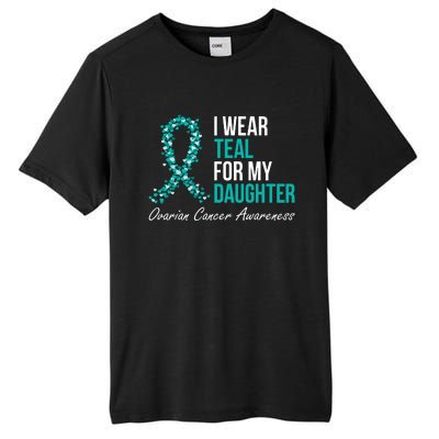 Ovarian Cancer Ribbon I Wear Teal For My Daughter Support Tall Fusion ChromaSoft Performance T-Shirt