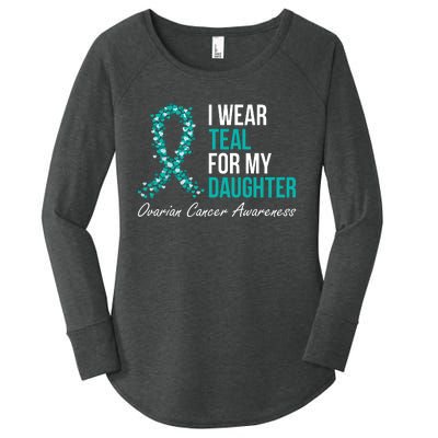 Ovarian Cancer Ribbon I Wear Teal For My Daughter Support Women's Perfect Tri Tunic Long Sleeve Shirt