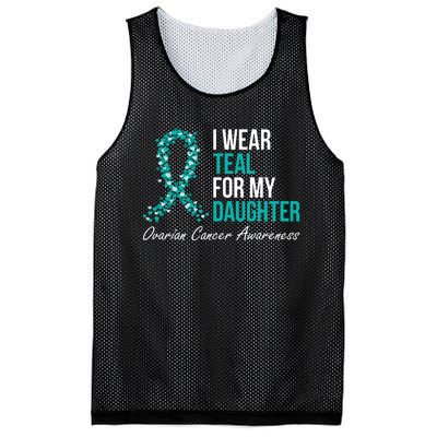 Ovarian Cancer Ribbon I Wear Teal For My Daughter Support Mesh Reversible Basketball Jersey Tank