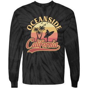 Oceanside California Retro Print Tie-Dye Long Sleeve Shirt