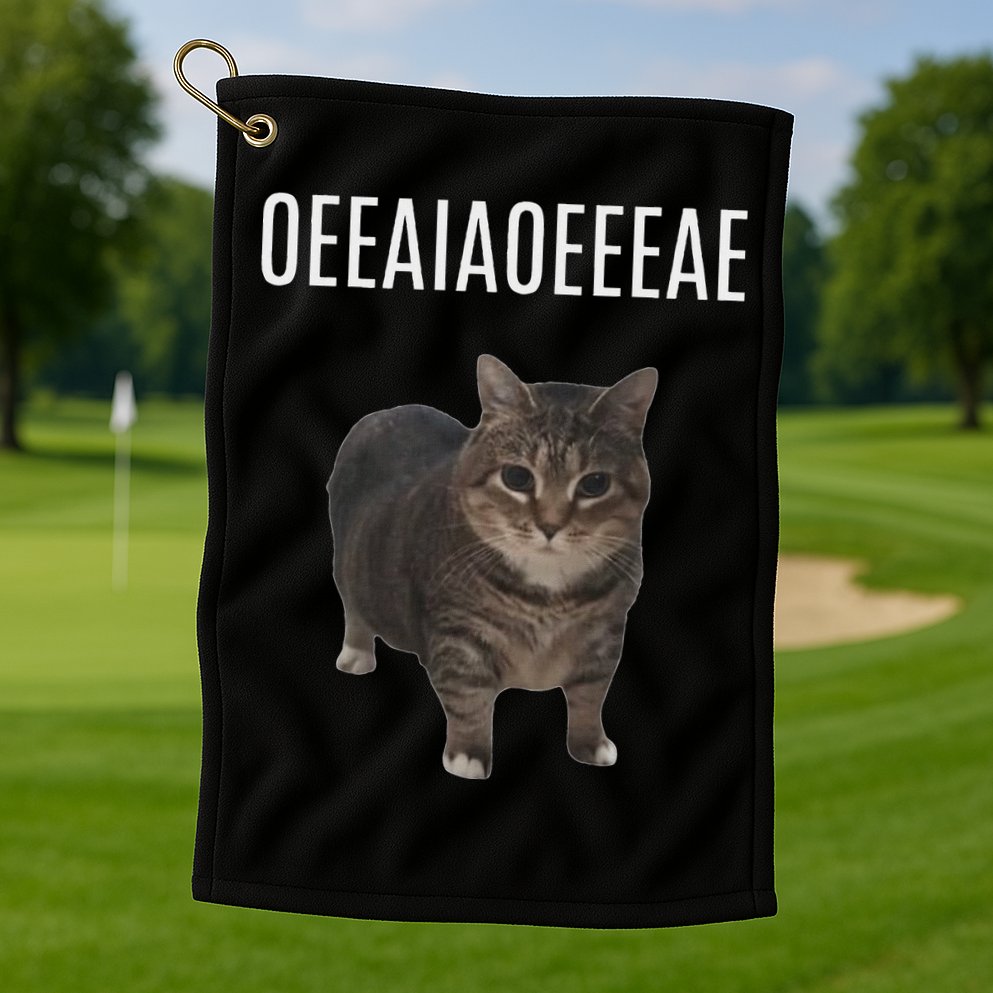 Oiiaoiia Cat Spinning Cat Meme Funny Trendy Cat Lovers Art Golf Towel