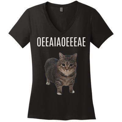 Oiiaoiia Cat Spinning Cat Meme Funny Trendy Cat Lovers Art Women's V-Neck T-Shirt