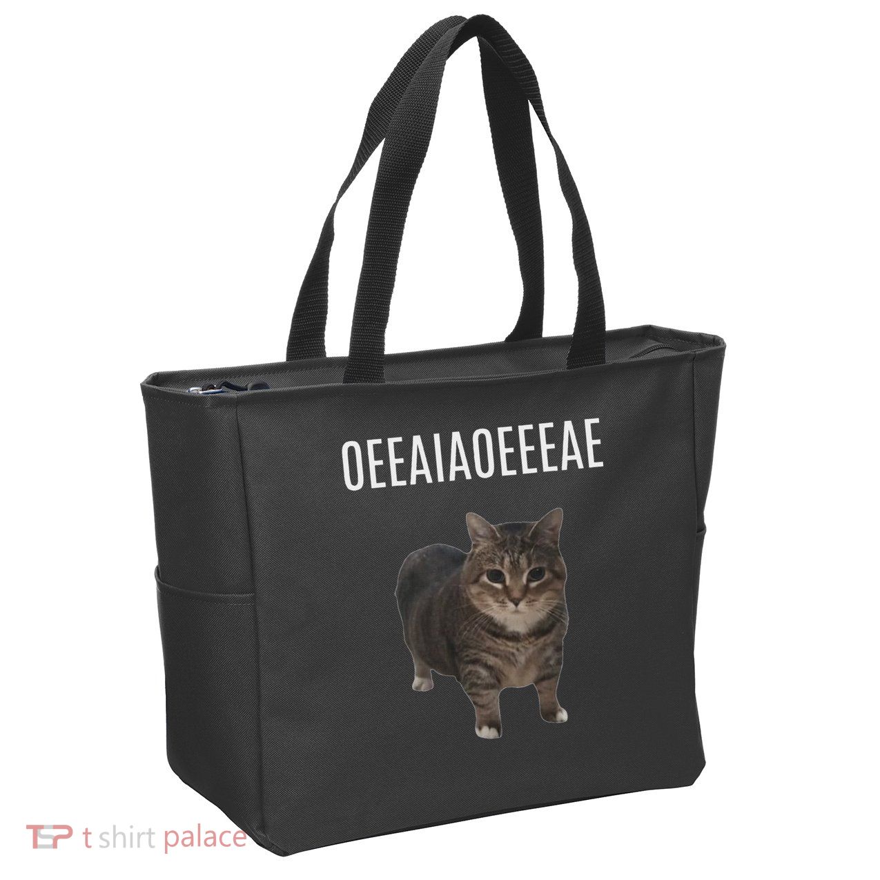Oiiaoiia Cat Spinning Cat Meme Funny Trendy Cat Lovers Art Zip Tote Bag
