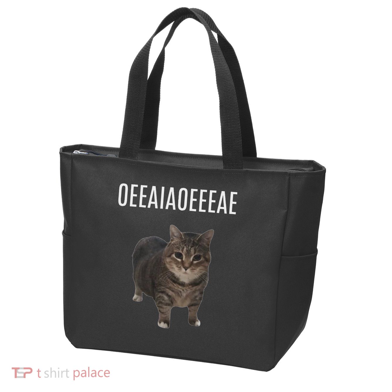 Oiiaoiia Cat Spinning Cat Meme Funny Trendy Cat Lovers Art Zip Tote Bag