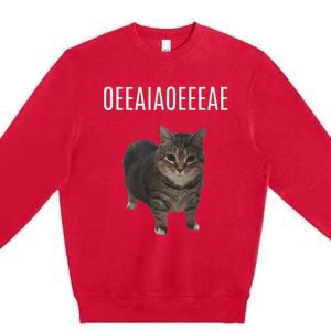 Oiiaoiia Cat Spinning Cat Meme Funny Trendy Cat Lovers Art Premium Crewneck Sweatshirt