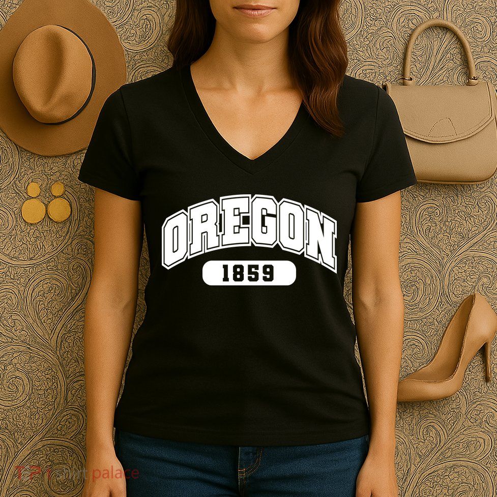 Oregon Collegiate Style 1859 Women's V-Neck T-Shirt