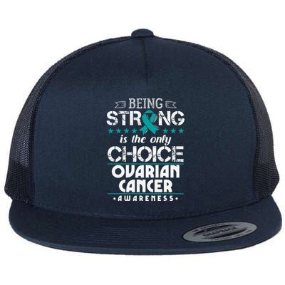 Ovarian Cancer Survivor Teal Awareness Ribbon Flat Bill Trucker Hat