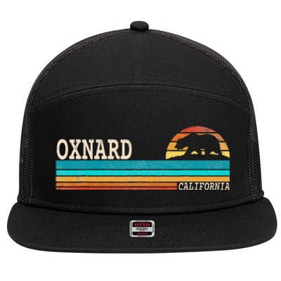 Oxnard California State Bear Retro Sunset 7 Panel Mesh Trucker Snapback Hat