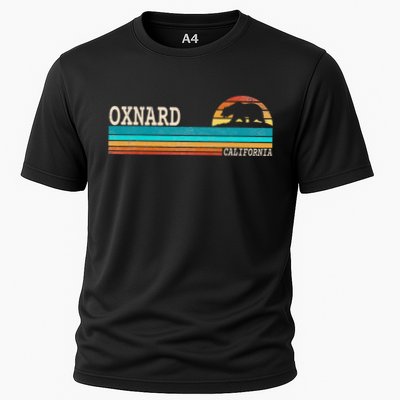 Oxnard California State Bear Retro Sunset Performance Shirt