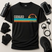 Oxnard California State Bear Retro Sunset Cooling Performance Crew T-Shirt