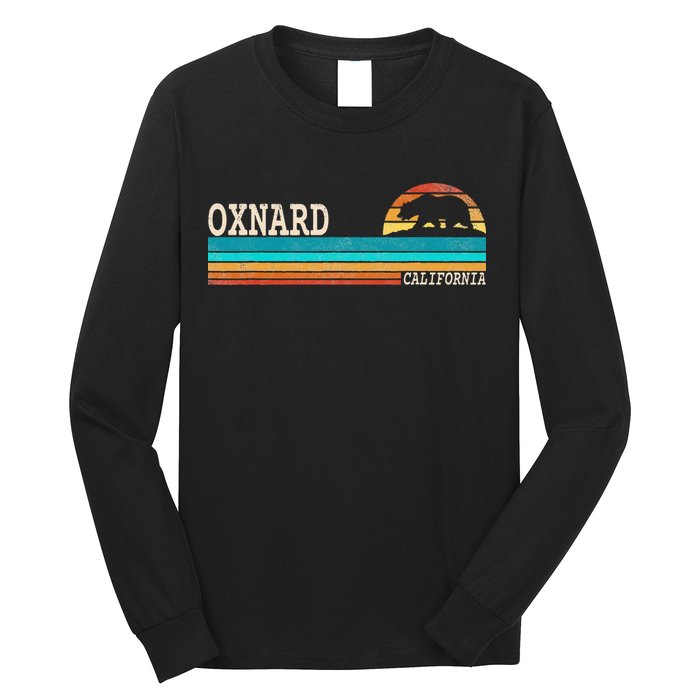 Oxnard California State Bear Retro Sunset Long Sleeve Shirt