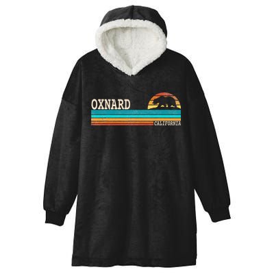 Oxnard California State Bear Retro Sunset Hooded Wearable Blanket