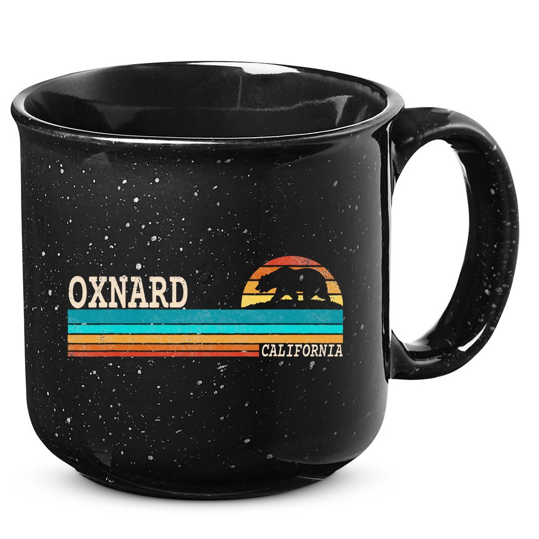 Oxnard California State Bear Retro Sunset 15oz Campfire Ceramic Mug