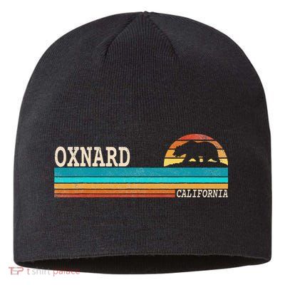 Oxnard California State Bear Retro Sunset Sustainable Beanie