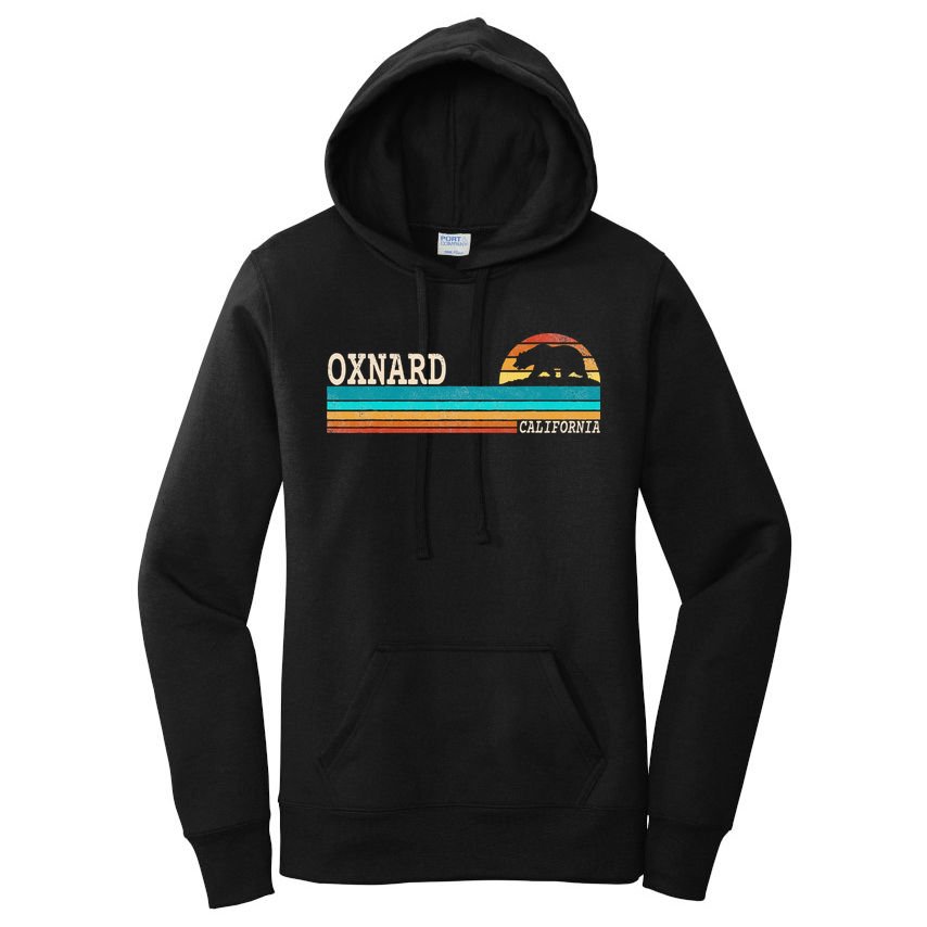 Oxnard California State Bear Retro Sunset Women's Pullover Hoodie