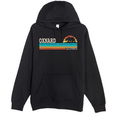 Oxnard California State Bear Retro Sunset Premium Pullover Hoodie