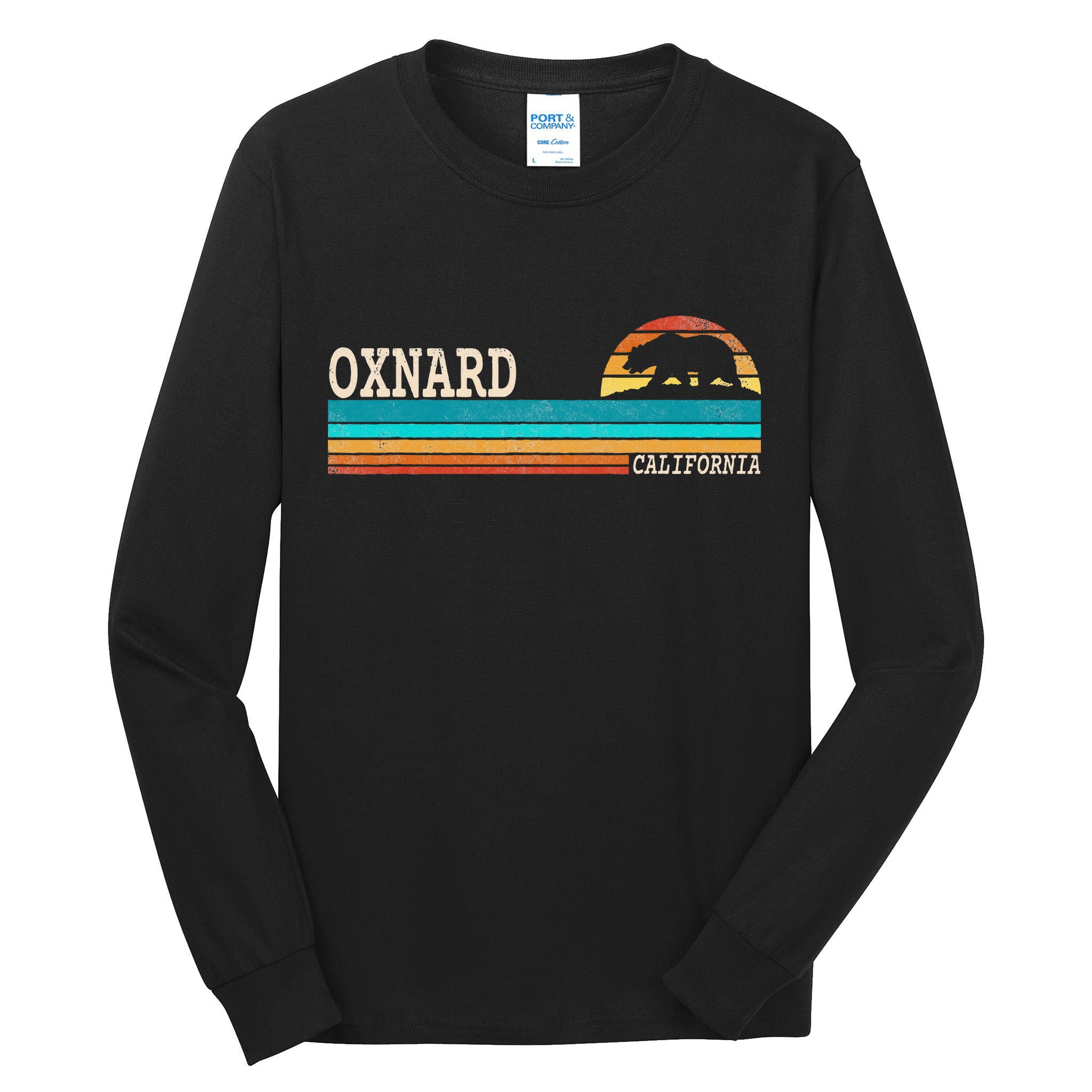 Oxnard California State Bear Retro Sunset Tall Long Sleeve T-Shirt